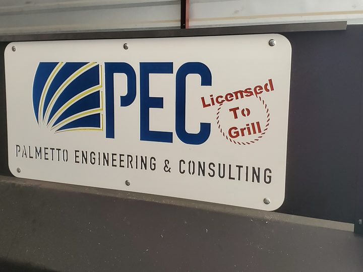 Small view of installed and painted PEC business sign