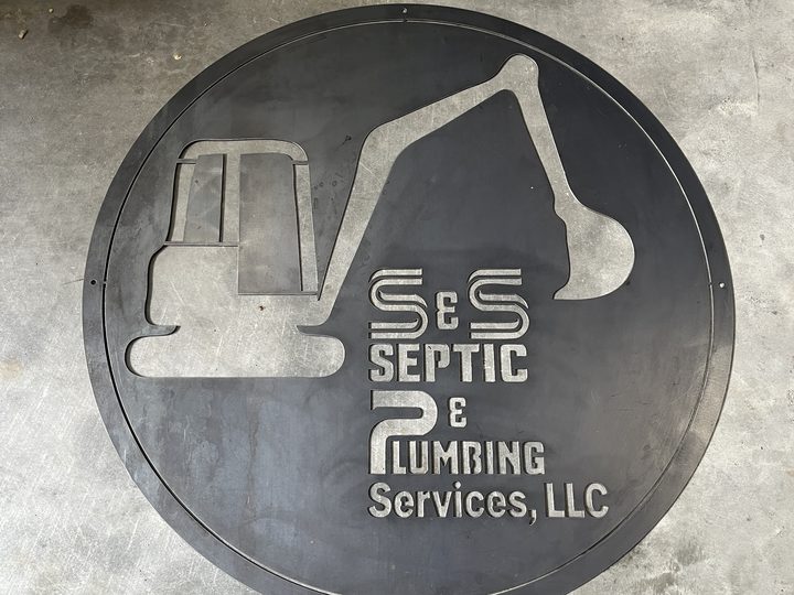 Small view of septic and plumbing custom metal business sign