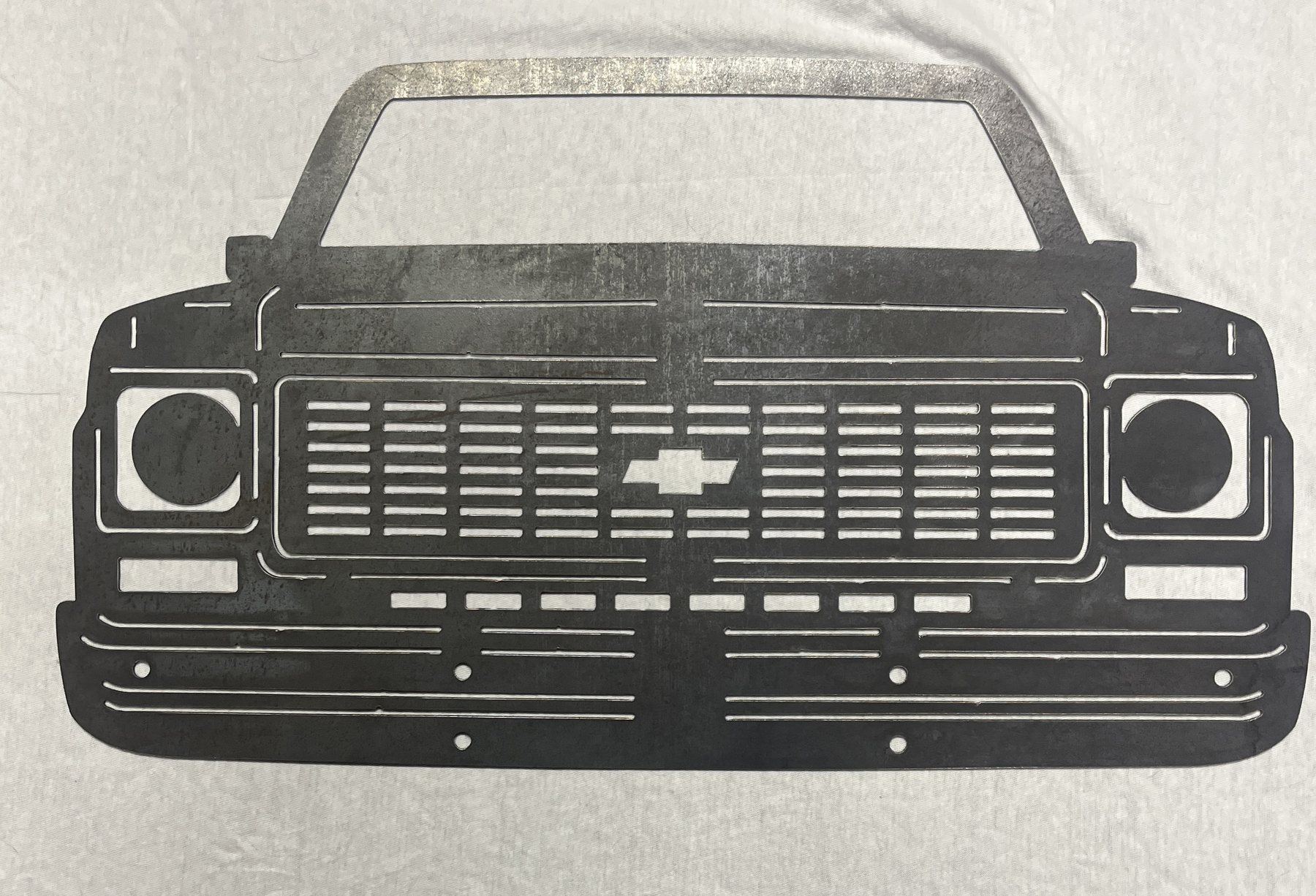 Large view of squarebody Chevy truck plasma cut metal sign