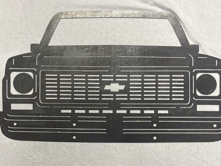 Small view of squarebody Chevy truck metal sign