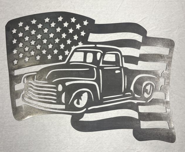 Small view of hot rod truck flag metal sign
