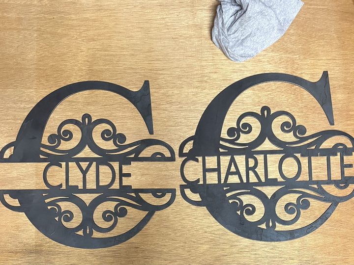 Small view of custom plasma cut monogram