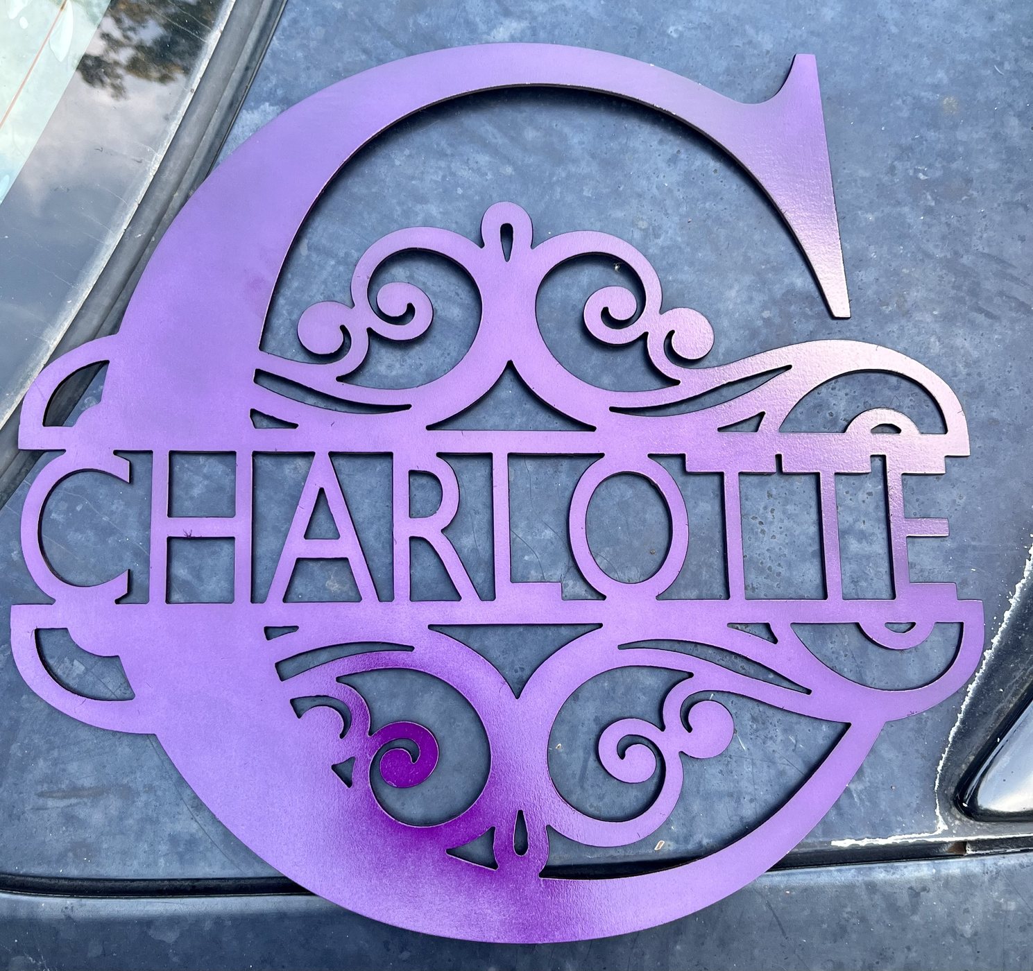 Large view of painted Charlotte monogram