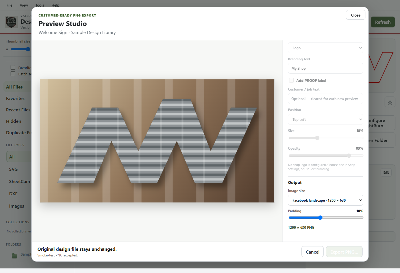 Preview Studio creating a customer-ready proof from a sample design
